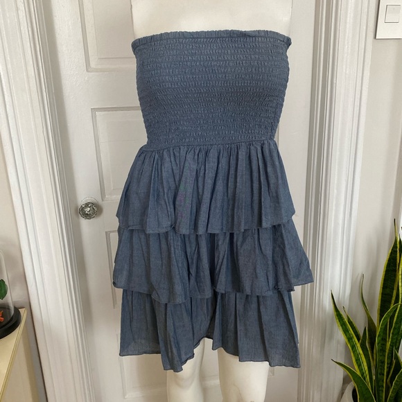 OLD NAVY TIERED RUFFLE MINI SUMMER STRAPLESS DRESS Large - Picture 1 of 5